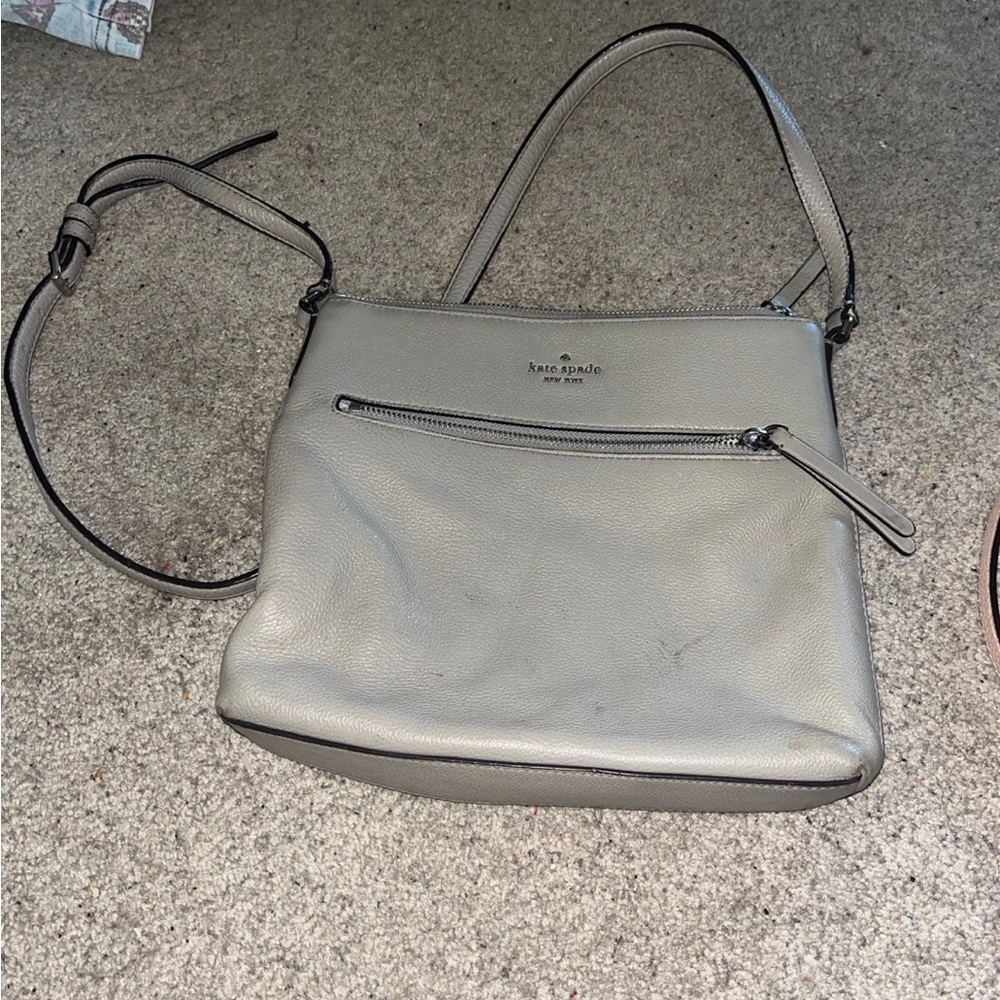 Kate Spade Gray Leather Shoulder Bag